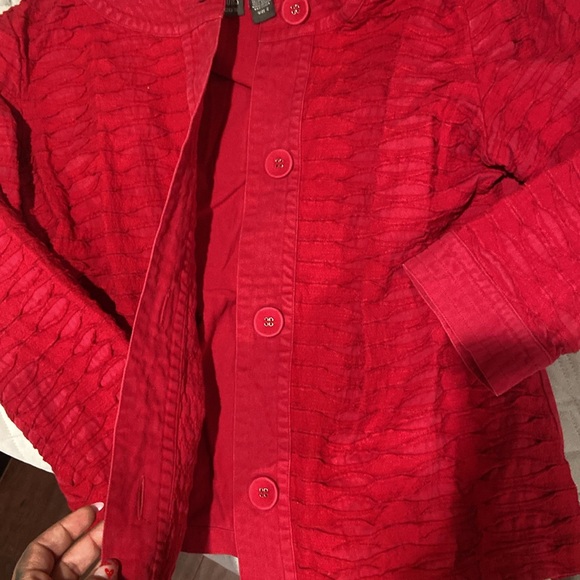 Chico's Vintage Vibrant Red Button-Up Jacket Sz.2 - Picture 5 of 8